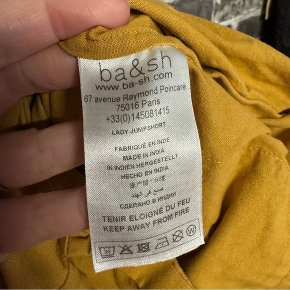 ba&sh Cecile Ruffle Sleeve Romper Playsuit Jumpsuit in Yellow Ochre - Picture 10 of 16